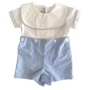 Sweet Dreams - Jacob Blue Stripe Button-On Suit - Size: 24M